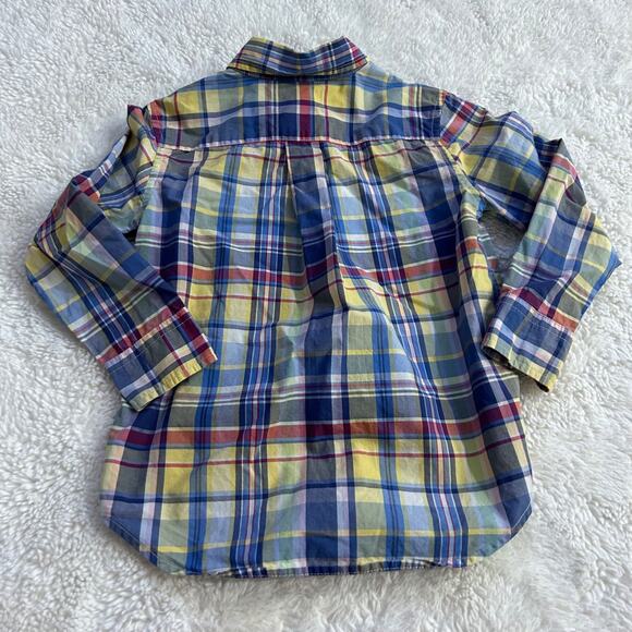 Ralph Lauren Boys Button Up Dress Shirt Sz 4 Plaid Multicolor Polo Pony Logo - Picture 3 of 6